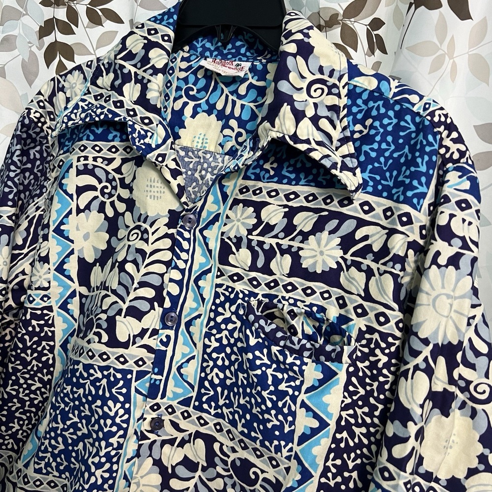 Vintage Barefoot In Paradise 70s Hawaiian Floral Tropical Shirt Men's L USA - Picture 3 of 8